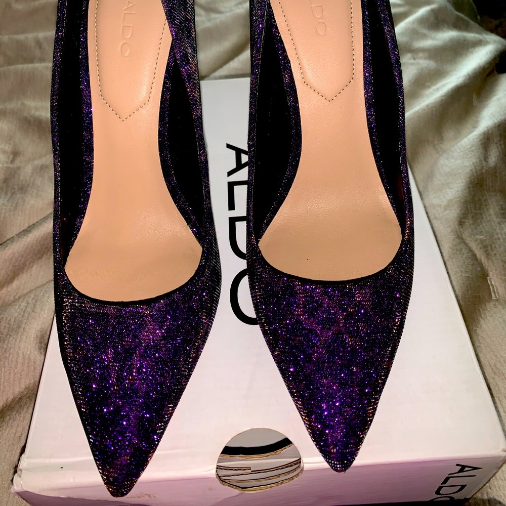 ALDO purple cheetah heels with matching bag